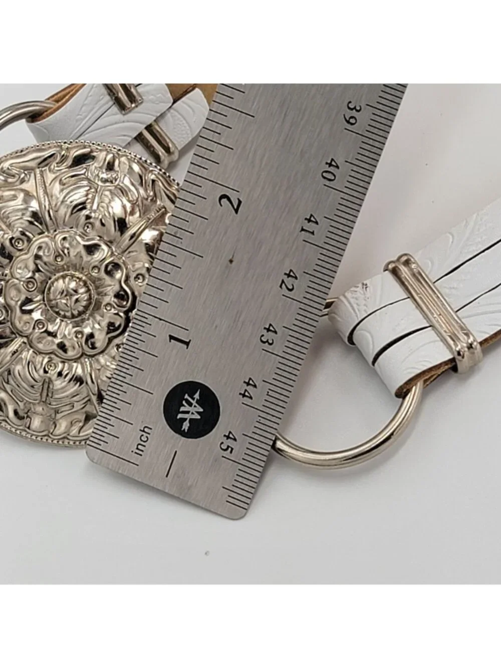 VTG Leather Western/Boho Belt With Silver Ornate Concho Buckle & Braided Details